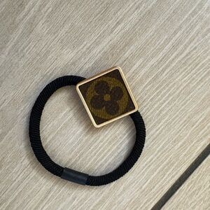 New upcycled Louis Vuitton Black and Gold Hair Tie